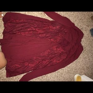 A burgundy dress